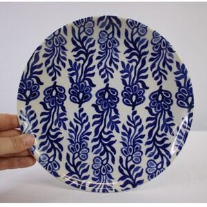 Blue White Floral Swirl Pattern Ceramic Dinner Plate 9.5 Inch